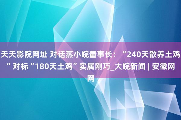 天天影院网址 对话蒸小皖董事长：“240天散养土鸡”对标“180天土鸡”实属刚巧_大皖新闻 | 安徽网