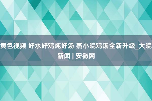 黄色视频 好水好鸡炖好汤 蒸小皖鸡汤全新升级_大皖新闻 | 安徽网