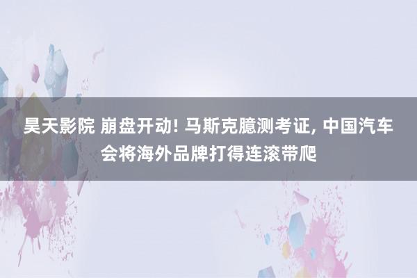 昊天影院 崩盘开动! 马斯克臆测考证, 中国汽车会将海外品牌打得连滚带爬