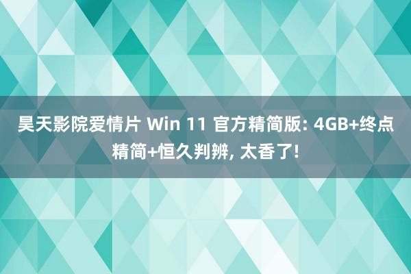 昊天影院爱情片 Win 11 官方精简版: 4GB+终点精简+恒久判辨, 太香了!