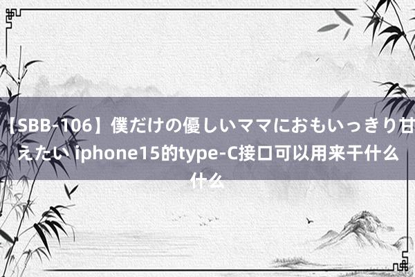 【SBB-106】僕だけの優しいママにおもいっきり甘えたい iphone15的type-C接口可以用来干什么